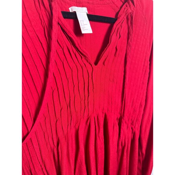 H&M Long Sleeve Red Tunic Blouse Dress Size 4 Fall Holiday Christmas Valentines - Picture 4 of 4
